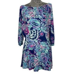 Lilly Pulitzer Lana skort romper indigo Gypsea Girl pattern.  Size Large.  EUC